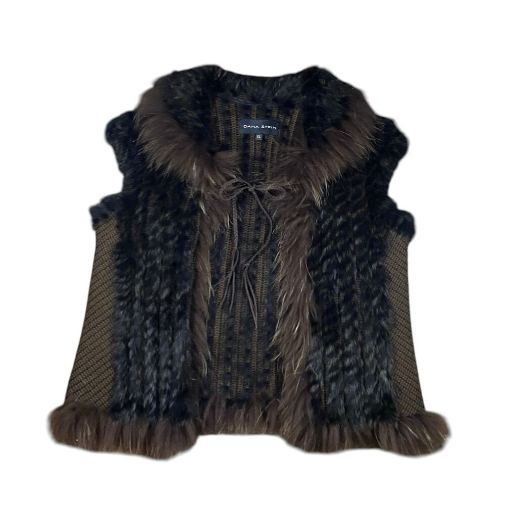 Dana Stein Rabbit Fur Knit Vest - XL